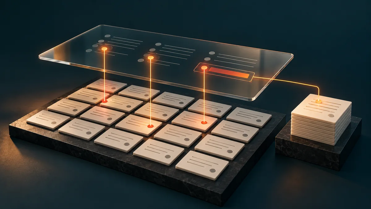 An AI answer panel connects to recorded observations and a source card for repeatable visibility measurement.
